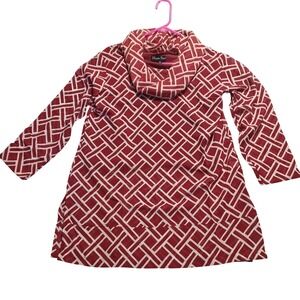 Blossom Boutique Red White Geometric Cowl Neck Tunic‎ Top 7TUN008 Womens Medium